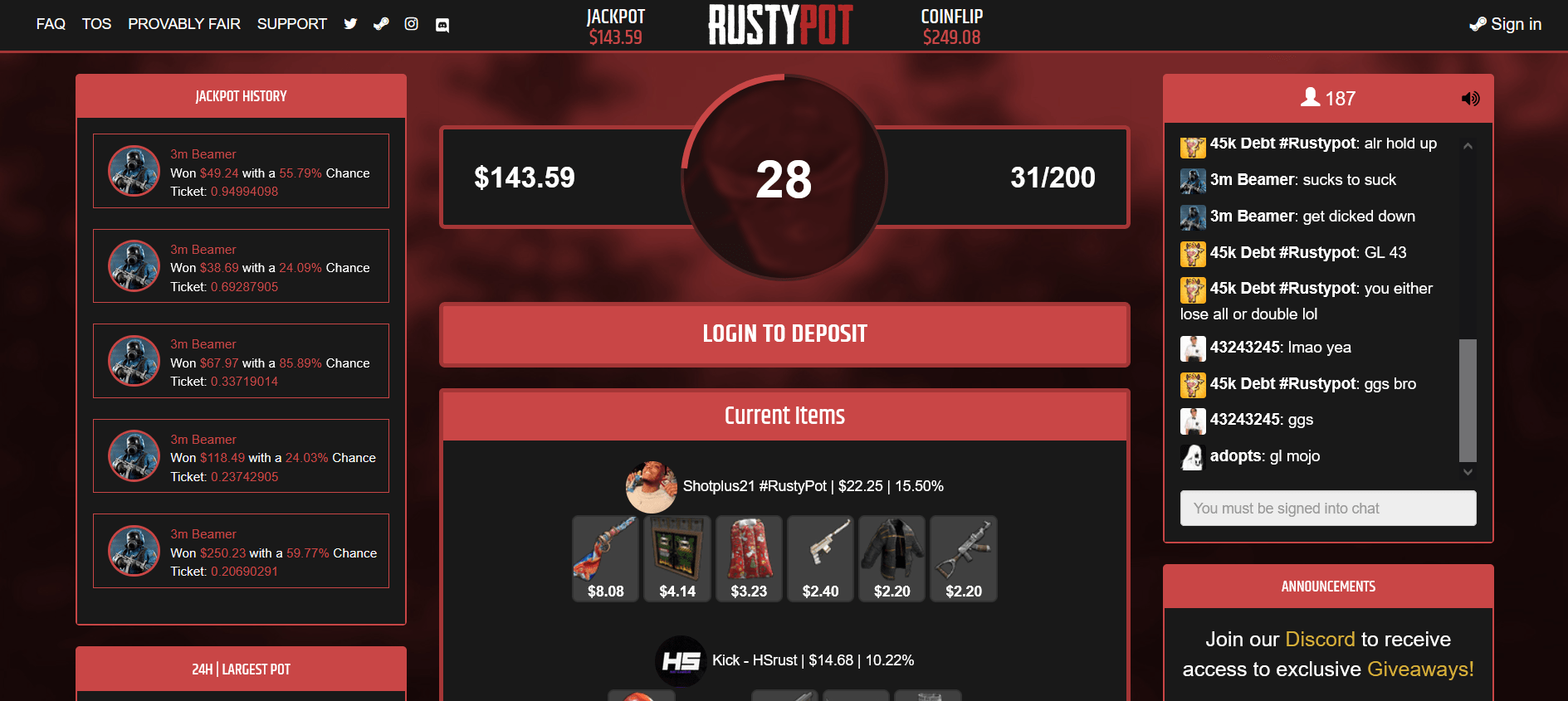 RustyPot Provably Fair